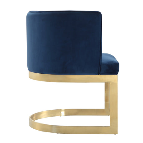 Aura Dining Chair in Royal Blue and Polished Brass - Ornate Home