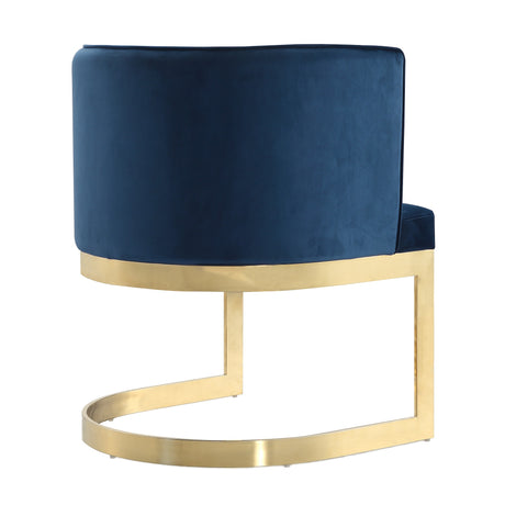 Aura Dining Chair in Royal Blue and Polished Brass - Ornate Home