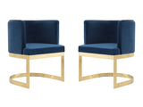 Aura Dining Chair in Royal Blue and Polished Brass (set of 2) - Ornate Home