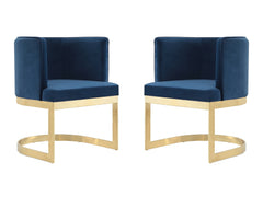 Aura Dining Chair in Royal Blue and Polished Brass (set of 2) - Ornate Home