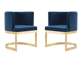 Aura Dining Chair in Royal Blue and Polished Brass (set of 2) - Ornate Home