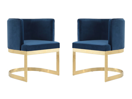 Aura Dining Chair in Royal Blue and Polished Brass (set of 2) - Ornate Home