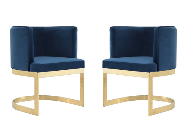 Aura Dining Chair in Royal Blue and Polished Brass (set of 2) - Ornate Home