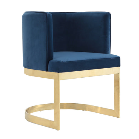 Aura Dining Chair in Royal Blue and Polished Brass (set of 2) - Ornate Home
