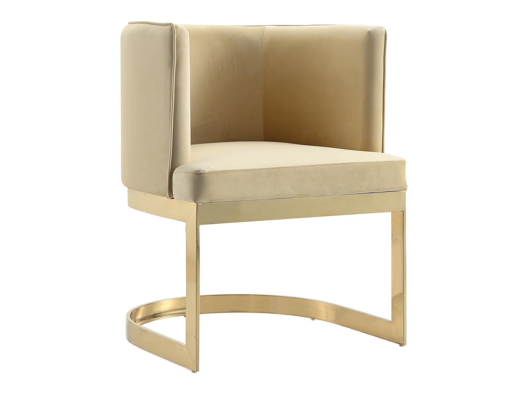 Aura Dining Chair in Sand and Polished Brass - Ornate Home