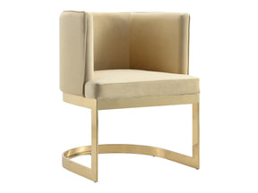 Aura Dining Chair in Sand and Polished Brass - Ornate Home