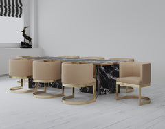 Aura Dining Chair in Sand and Polished Brass - Ornate Home