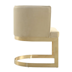 Aura Dining Chair in Sand and Polished Brass - Ornate Home