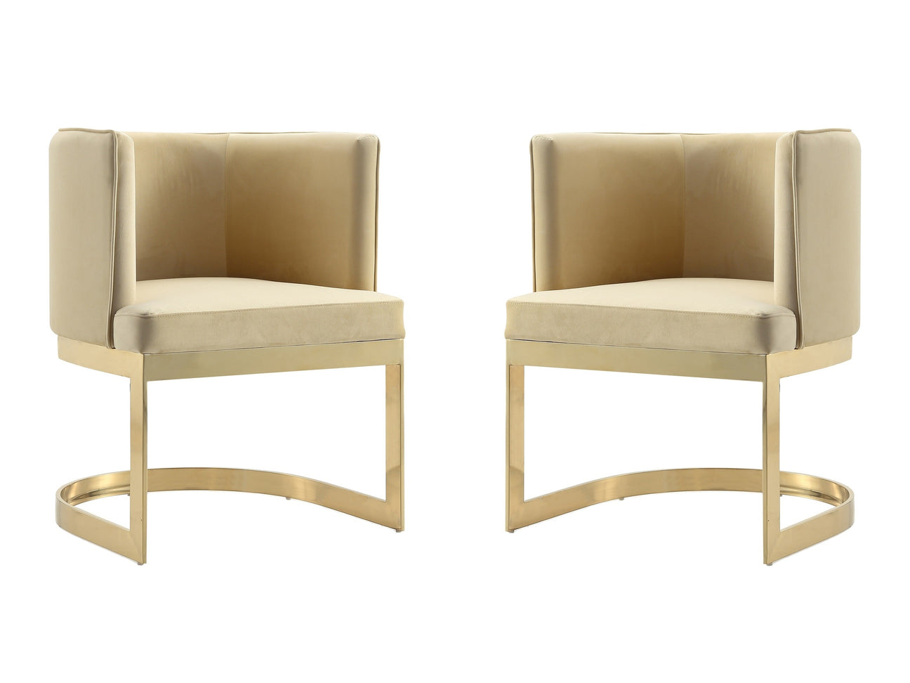 Aura Dining Chair in Sand and Polished Brass (set of 2) - Ornate Home