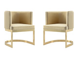 Aura Dining Chair in Sand and Polished Brass (set of 2) - Ornate Home