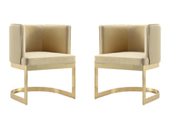 Aura Dining Chair in Sand and Polished Brass (set of 2) - Ornate Home