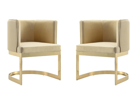 Aura Dining Chair in Sand and Polished Brass (set of 2) - Ornate Home