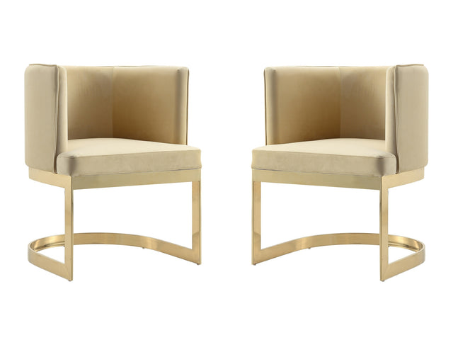 Aura Dining Chair in Sand and Polished Brass (set of 2) - Ornate Home