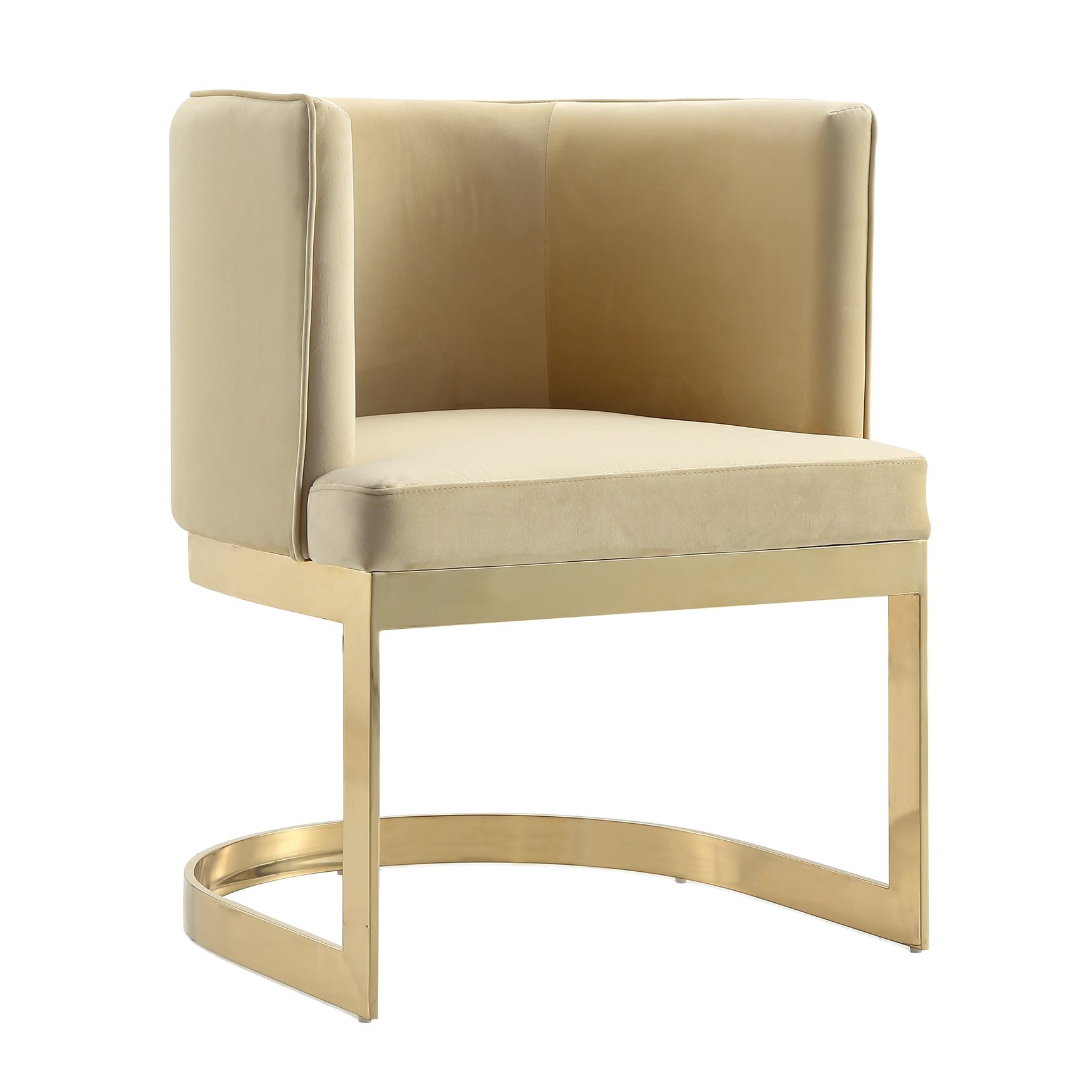 Aura Dining Chair in Sand and Polished Brass (set of 2) - Ornate Home