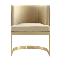 Aura Dining Chair in Sand and Polished Brass (set of 2) - Ornate Home
