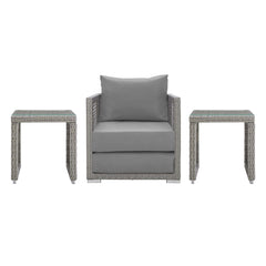 Aura Gray 3 Piece Outdoor Patio Wicker Rattan Set - 27.5x68" - Ornate Home