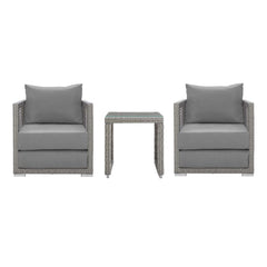 Aura Gray 3 Piece Outdoor Patio Wicker Rattan Set - 27.5x82" - Ornate Home