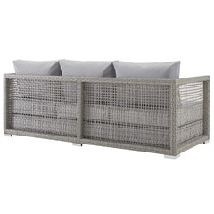 Aura Gray 3 Piece Outdoor Patio Wicker Rattan Set - 56x107" - Ornate Home