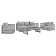 Aura Gray 4 Piece Outdoor Patio Wicker Rattan Set - Ornate Home