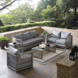 Aura Gray 6 Piece Outdoor Patio Wicker Rattan Set - Ornate Home