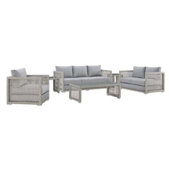 Aura Gray 6 Piece Outdoor Patio Wicker Rattan Set - Ornate Home