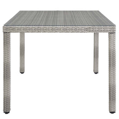 Aura Gray 68" Outdoor Patio Wicker Rattan Dining Table - Ornate Home