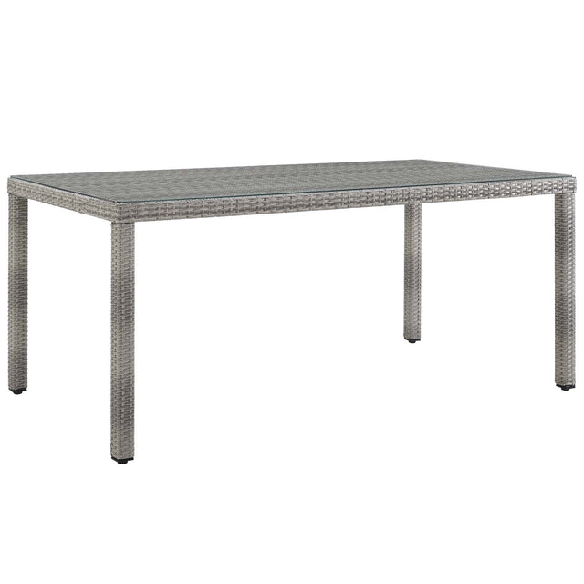 Aura Gray 68" Outdoor Patio Wicker Rattan Dining Table - Ornate Home