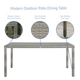 Aura Gray 68" Outdoor Patio Wicker Rattan Dining Table - Ornate Home