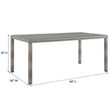 Aura Gray 68" Outdoor Patio Wicker Rattan Dining Table - Ornate Home
