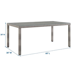 Aura Gray 68" Outdoor Patio Wicker Rattan Dining Table - Ornate Home