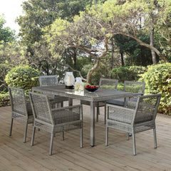 Aura Gray 7 Piece Outdoor Patio Wicker Rattan Set - Ornate Home