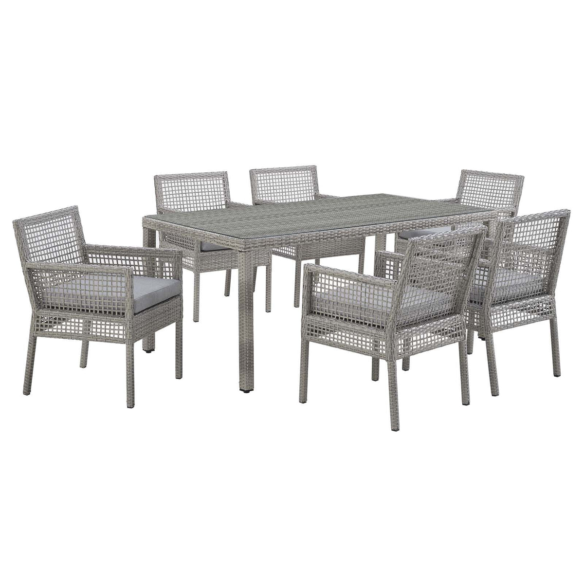 Aura Gray 7 Piece Outdoor Patio Wicker Rattan Set - Ornate Home