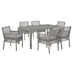 Aura Gray 7 Piece Outdoor Patio Wicker Rattan Set - Ornate Home