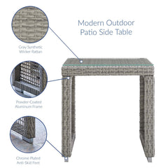 Aura Gray/Navy 3 Piece Outdoor Patio Wicker Rattan Set - 27.5x82" - Ornate Home