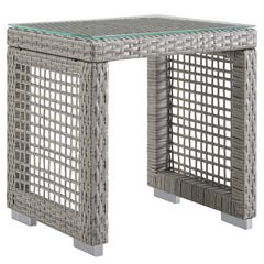 Aura Gray/Navy 3 Piece Outdoor Patio Wicker Rattan Set - 27.5x82" - Ornate Home