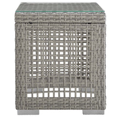 Aura Gray/Navy 3 Piece Outdoor Patio Wicker Rattan Set - 27.5x82" - Ornate Home