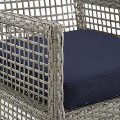 Aura Gray/Navy Outdoor Patio Wicker Rattan Dining Armchair - Ornate Home