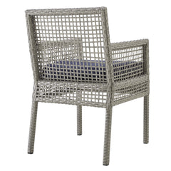 Aura Gray/Navy Outdoor Patio Wicker Rattan Dining Armchair (Set of 2) - Ornate Home