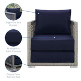 Aura Gray/Navy Rattan Outdoor Patio Armchair - Ornate Home