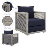 Aura Gray/Navy Rattan Outdoor Patio Armchair - Ornate Home