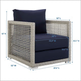 Aura Gray/Navy Rattan Outdoor Patio Armchair - Ornate Home