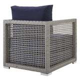 Aura Gray/Navy Rattan Outdoor Patio Armchair - Ornate Home