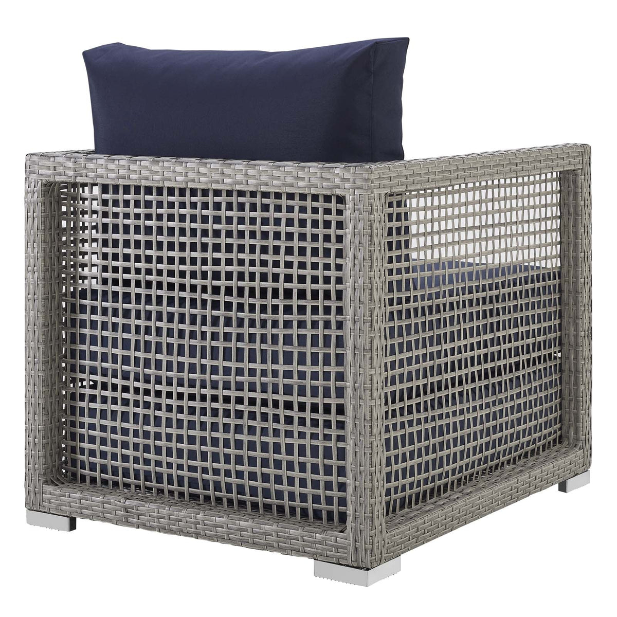 Aura Gray/Navy Rattan Outdoor Patio Armchair - Ornate Home