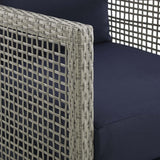 Aura Gray/Navy Rattan Outdoor Patio Armchair - Ornate Home