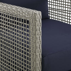 Aura Gray/Navy Rattan Outdoor Patio Armchair - Ornate Home
