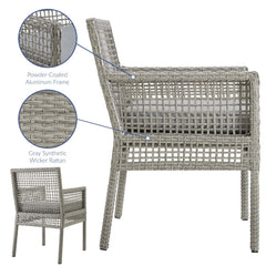 Aura Gray Outdoor Patio Wicker Rattan Dining Armchair - Ornate Home