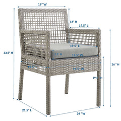 Aura Gray Outdoor Patio Wicker Rattan Dining Armchair - Ornate Home