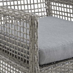 Aura Gray Outdoor Patio Wicker Rattan Dining Armchair - Ornate Home