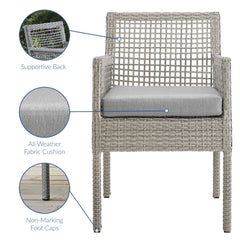 Aura Gray Outdoor Patio Wicker Rattan Dining Armchair (Set of 2) - Ornate Home