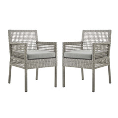 Aura Gray Outdoor Patio Wicker Rattan Dining Armchair (Set of 2) - Ornate Home